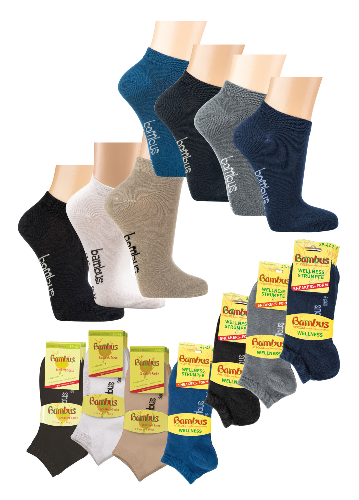 Sneakersocken für Teenager, Damen und Herren 3 Paar / Bündel